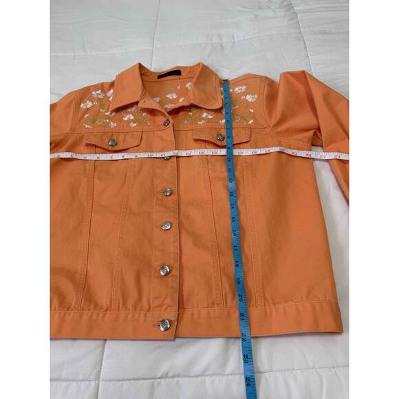 Blaine Trump Orange Floral Machine Embroidered Vine Yolk Collared Jacket Womens - Picture 6 of 7